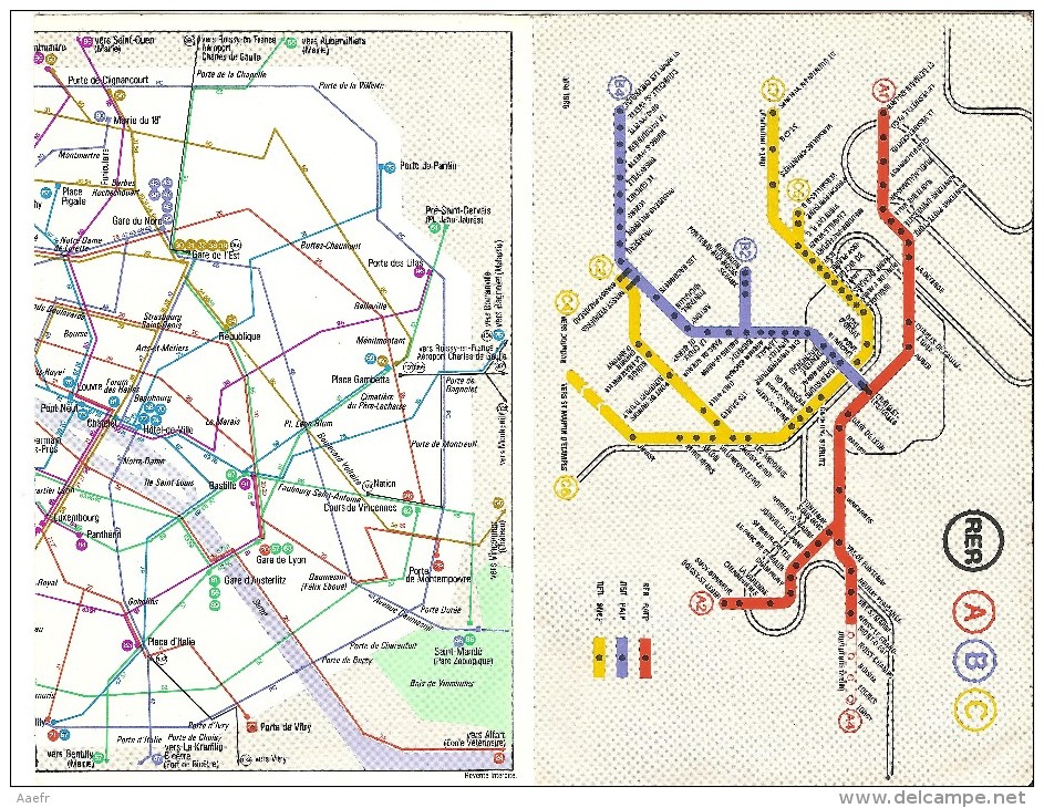 Plan De Réseaux - RATP Métro RER Autobus Paris 1980 - Europe