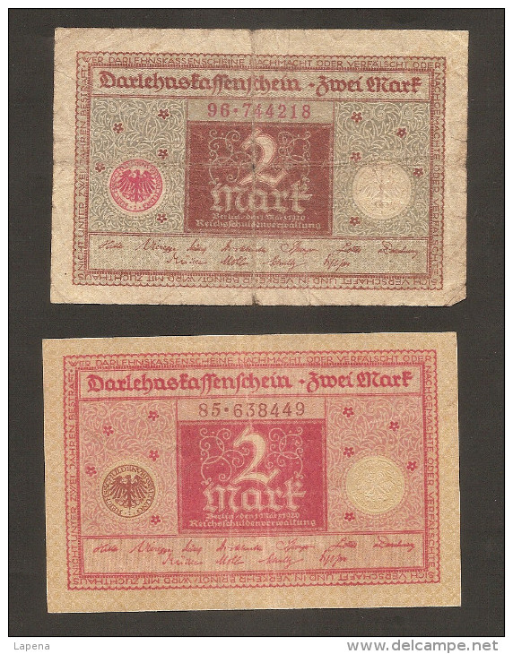 Alemania 2 Mark 1920 Used 2 Tipos Diferentes - 2 Mark