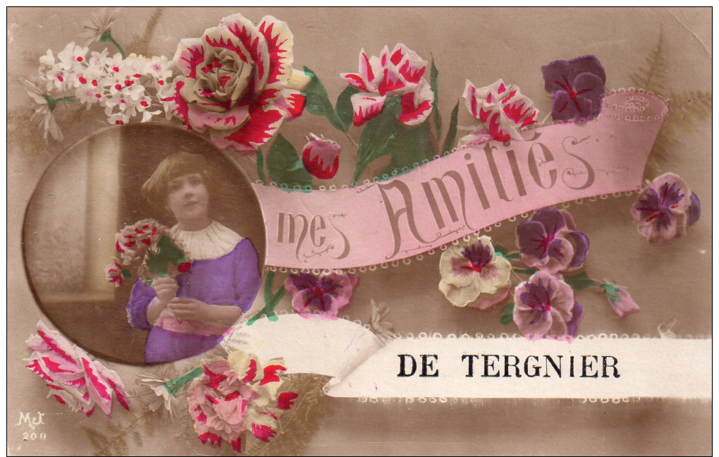 Cpa  02  Tergnier ..carte Fantaisie .." Mes Amities De Tergnier " - Autres & Non Classés