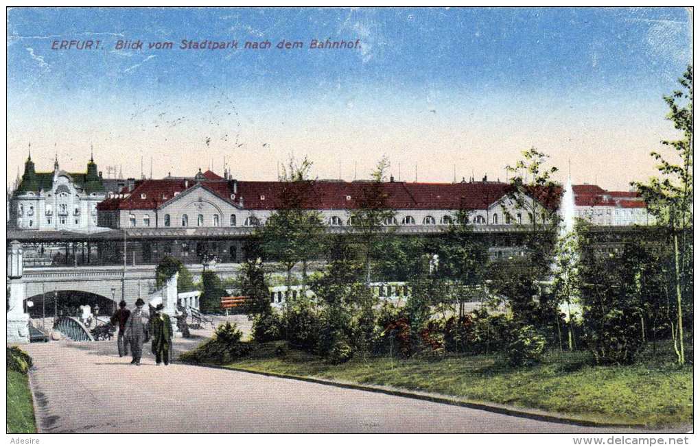 ERFURT Blick Vom Stadtpark Nach Dem Bahnhof, Gel.1927, Klarer Bahnpoststempel Berlin-Cassel - Sonstige & Ohne Zuordnung
