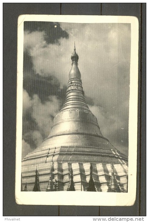 BURMA 1959, INTERESANTE TARJETA POSTAL CIRCULADA ENTRE RANGOON Y BERLÍN, CÚPULA DE UN TEMPLO RELIGIOSO. - Myanmar (Burma 1948-...)