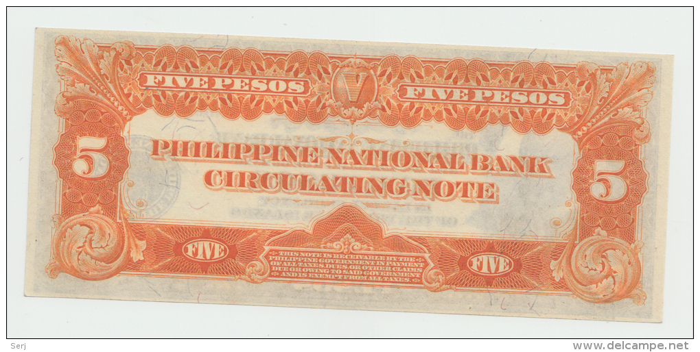 Philippines 5 Pesos 1921 UNC NEUF Pick 53 - Filipinas