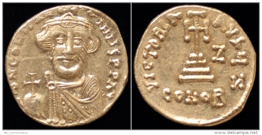 Constans II AV Solidus- Rare Officiana Z - Byzantine