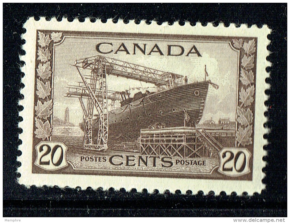 1942  War Issue  Corvette Under Construction  20 Cents  Sc260   MH - Neufs