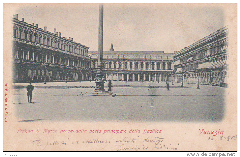 Italy 1908 Postcard  Venezia Piazza San Marco   Used - Marcophilie