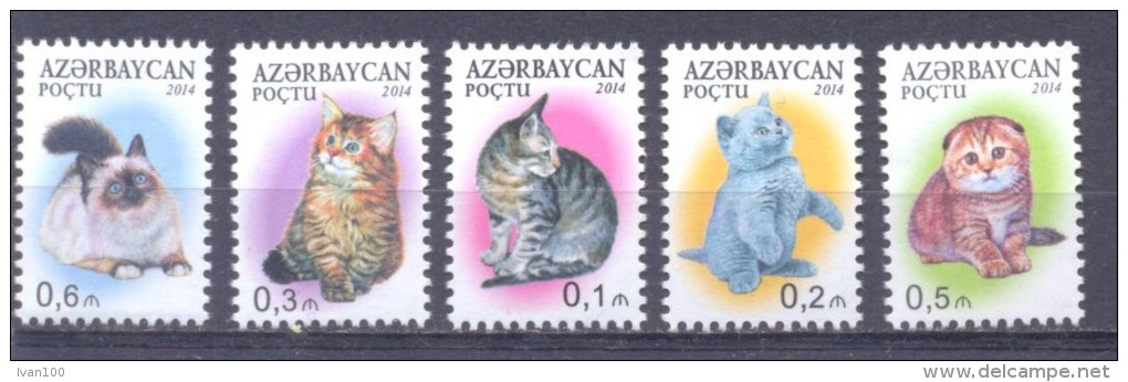 2014. Azerbaijan, Cats, 5v, Mint/** - Azerbaijan