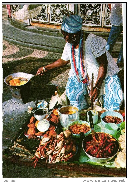 Salvador - Bahia - Bahiana In Typical Dresses - Gastronomie Gastronomy - Brasil ( 2 Scans ) - Salvador De Bahia