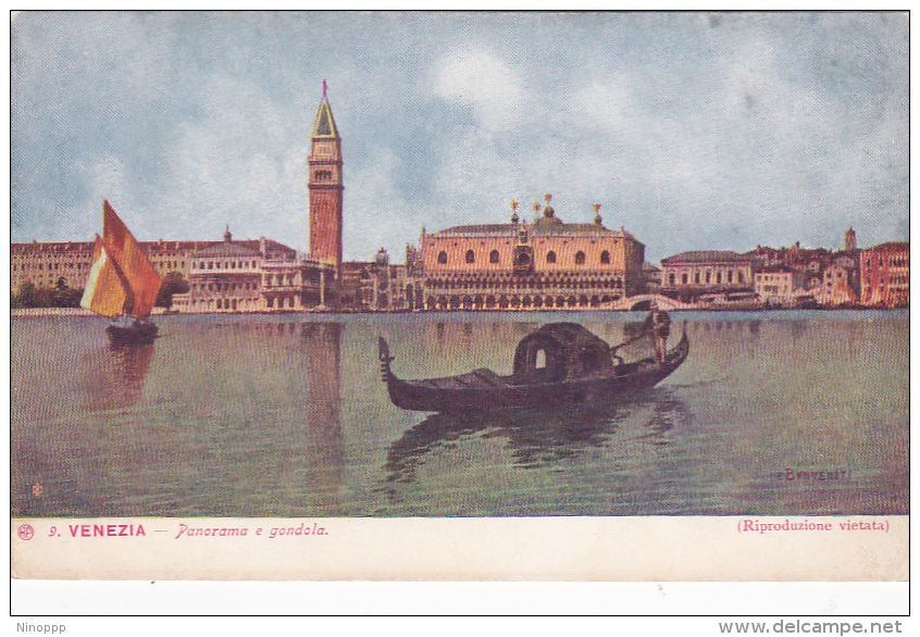 Italy Unused Postcard Venezia Panorama E Gondola - Marcofilía