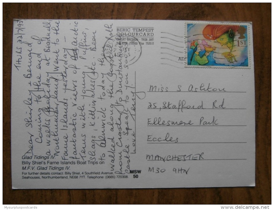 39274 POSTCARD: NORTHUMBERLAND: Billy Shiel's Farne Islands Boat Trips On M.F.V. GLAD TIDINGS IV. - Other & Unclassified