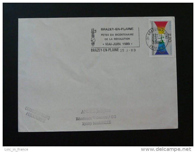 21 Cote D'Or Brazey En Plaine Bicentenaire Révolution Française - Flamme Sur Lettre Postmark On Cover - Oblitérations Mécaniques (flammes)