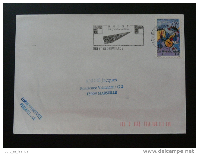 29 Finistere Brest Recouvrance Grands Chantiers 1993 - Flamme Sur Lettre Postmark On Cover - Oblitérations Mécaniques (flammes)