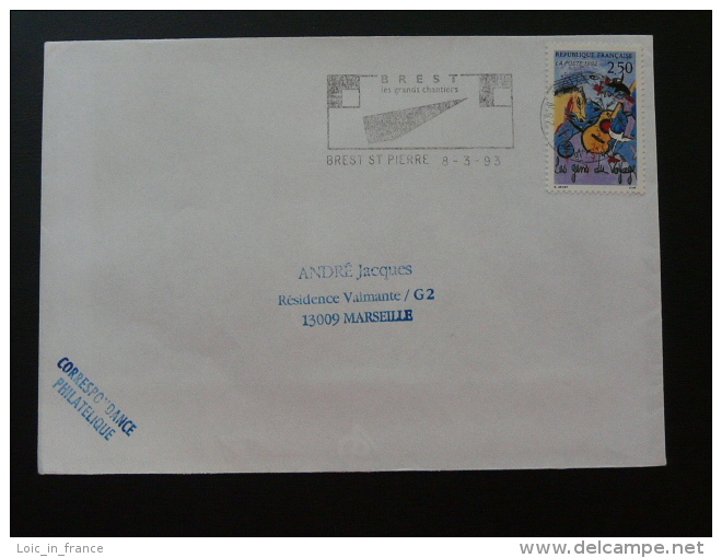 29 Finistere Brest St Pierre Grands Chantiers 1993 - Flamme Sur Lettre Postmark On Cover - Oblitérations Mécaniques (flammes)