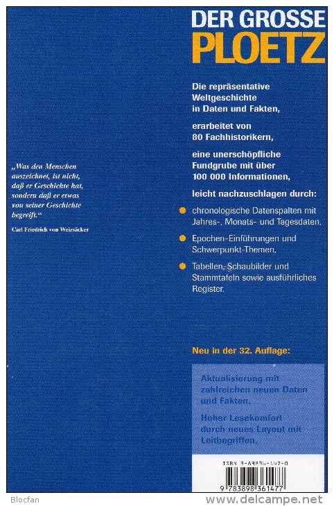 Große PLOETZ Daten In Weltgeschichte Antiquarisch 24€ Daten Fakten A-Z KOMET-Verlag 1998 History Book ISBN 3-89836-147-0 - Other & Unclassified