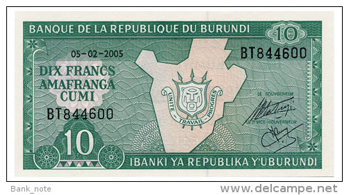 BURUNDI 10 FRANCS 2005 Pick 33e Unc - Burundi