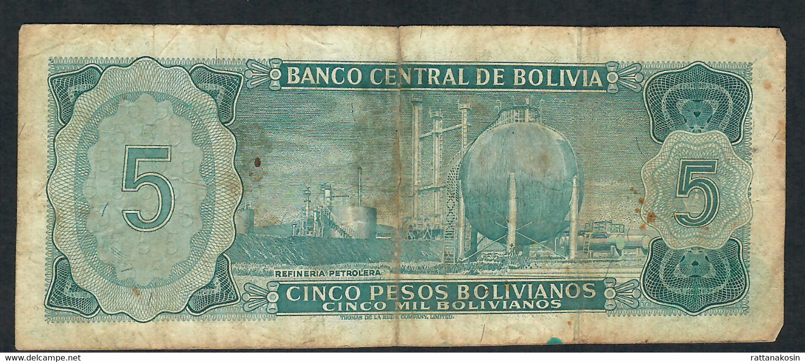 BOLIVIA   P153    5   PESOS BOLIVIANOS  1962   VG Tear - Bolivia