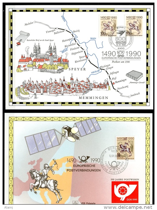 BE  2350HK  ---   500 Ans Liaison Innsbruck / Malines  --  Les 4 Cartes Et Pays  --  Verso Avec Inscriptions - Souvenir Cards - Joint Issues [HK]