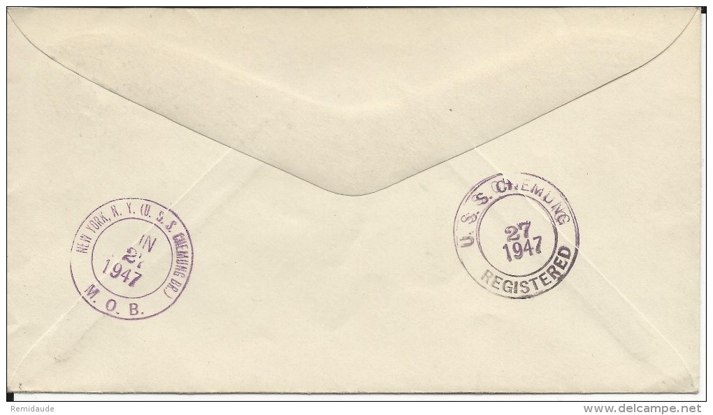 1947 - US NAVY - ENVELOPPE Avec OBLITERATION NAVALE Du NAVIRE "U.S.S. CHEMUNG" - Marcophilie