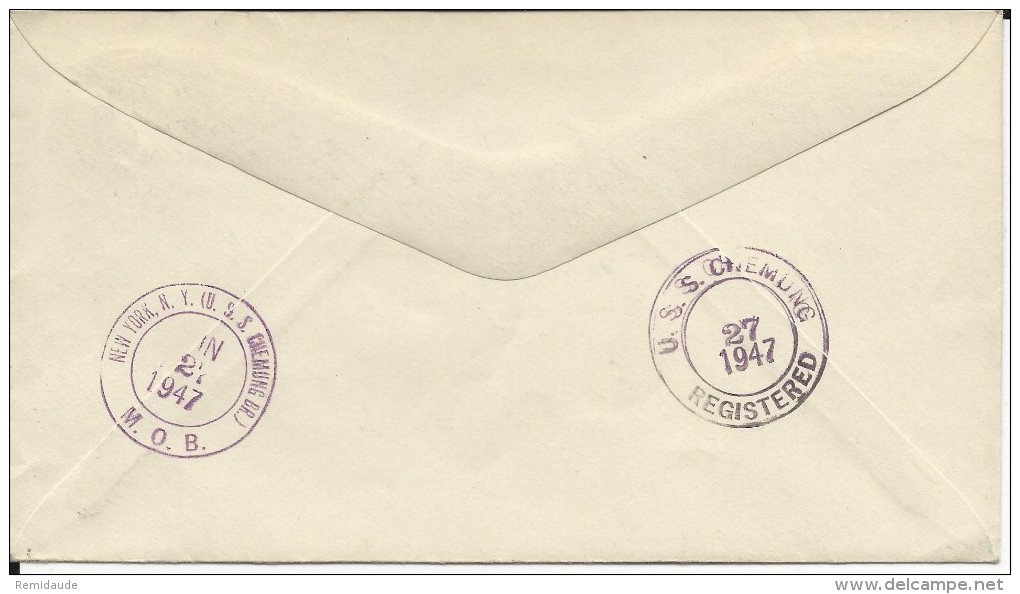 1947 - US NAVY - ENVELOPPE Avec OBLITERATION NAVALE Du NAVIRE "U.S.S. CHEMUNG" - Postal History