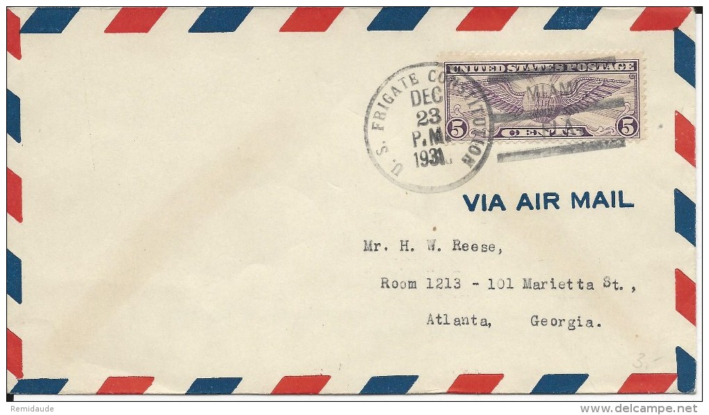 1931 - US NAVY - ENVELOPPE Avec OBLITERATION NAVALE "U.S. FRIGATE CONSTITUTION" - Postal History