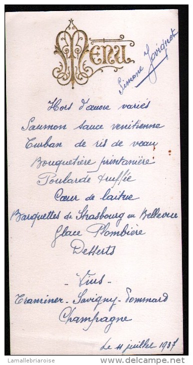 MENU,1937 - Menú