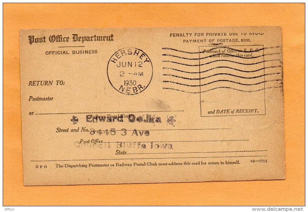 United States 1930 Card Mailed - 1921-40