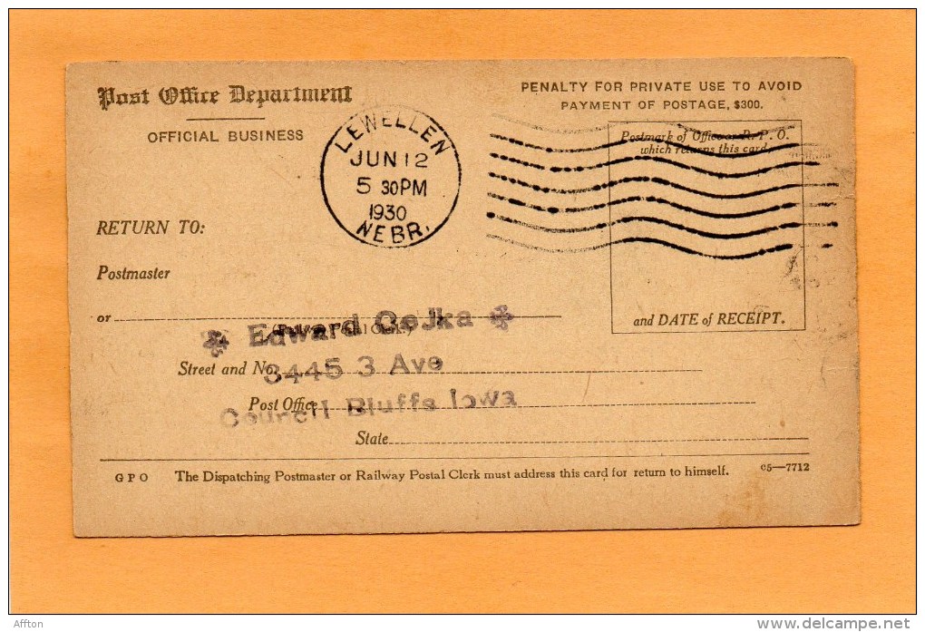 United States 1930 Card Mailed - 1921-40
