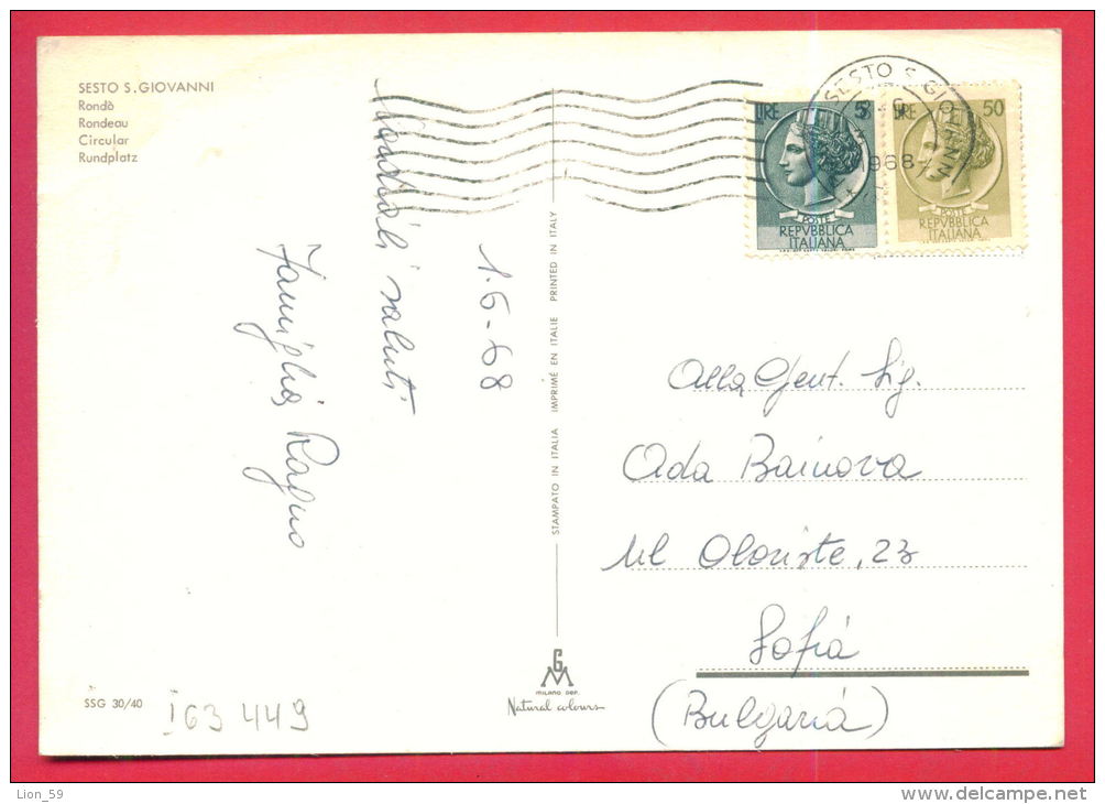 163449 / SESTO SAN GIOVANNI - RONDO , RONDEAU , CIRCULAR , RUNDPLATZ - USED 1968 Italia Italy Italie Italien Italie - Sesto San Giovanni