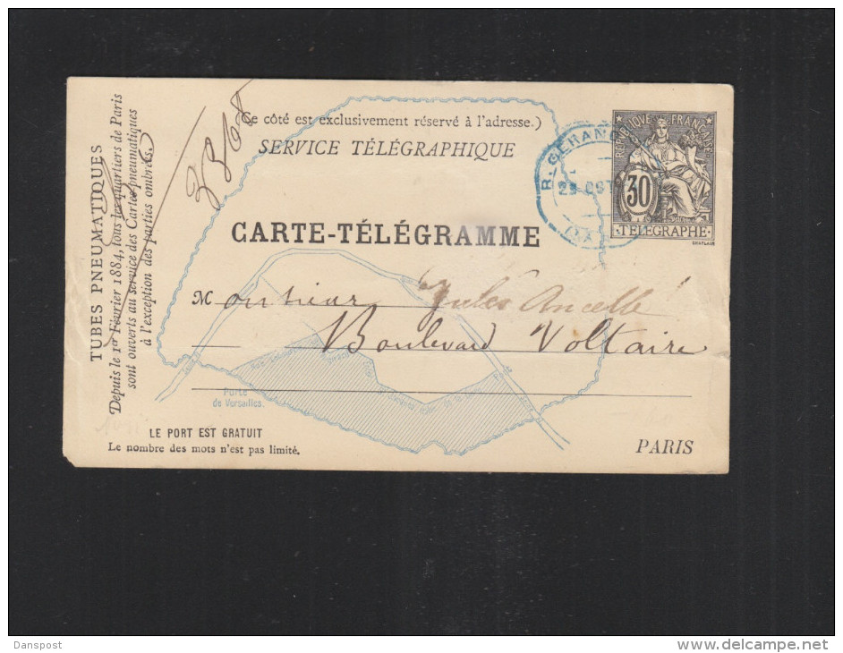 Carte Telegramme Pneumatique R. Germand - Pneumatiques