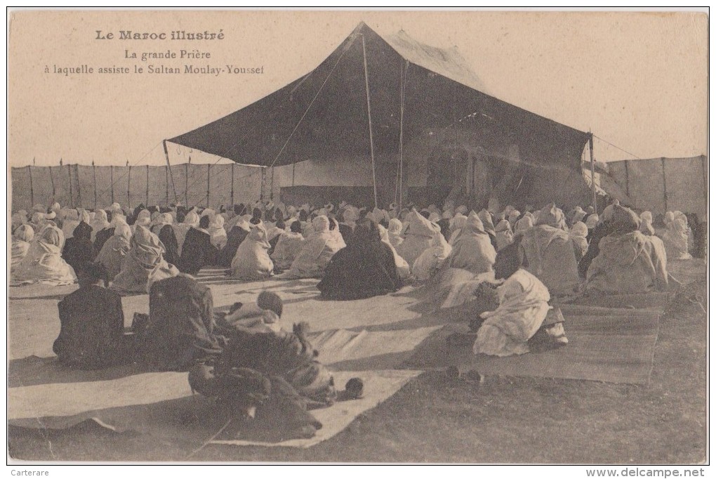 Maroc,grande Prière à Laquelle Assiste Le Sultan MOULAY YOUSSEF,sultant Du Maroc,mort à Rabbat 1927,photo Schmitt Rabat - Rabat