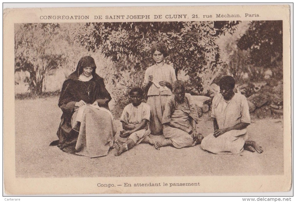 Congo,aide Aux Africains,en Attendants Le Pansement,congrégation De Saint Joseph De Cluny,soeur Bénévole,rare - Congo Francés