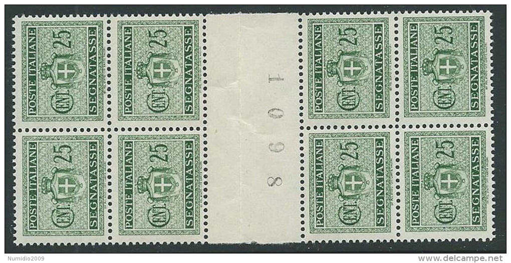 1945 LUOGOTENENZA SEGNATASSE 25 CENT NO FILIGRANA QUARTINA PONTE MNH ** - SV1-1 - Strafport