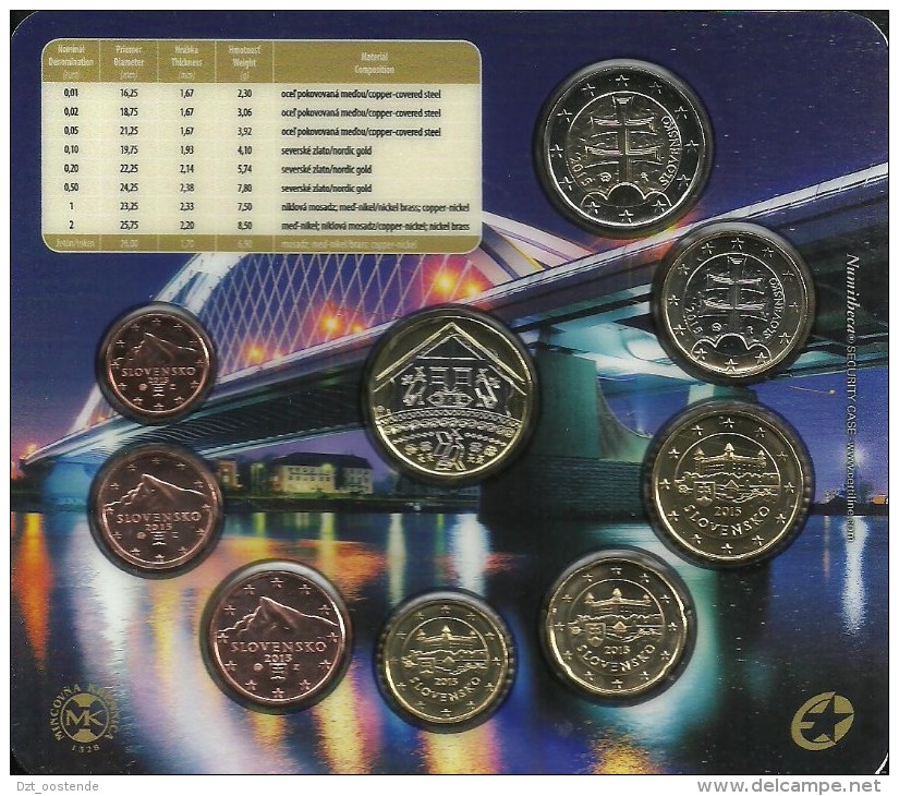 SLOVAKIJE BU FOLDER 8 MUNTEN + PENNING 2015 - Slowakei