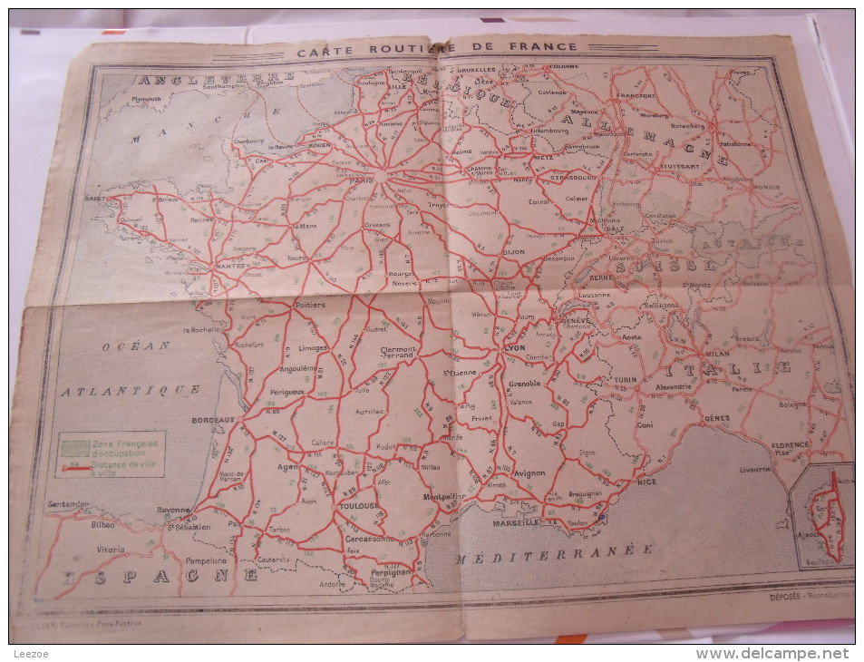 CARTE ROUTIERE DE FRANCE DE 1945, IMP.OLLER EDITEURS-PARIS PUTEAUX - Cartes Routières