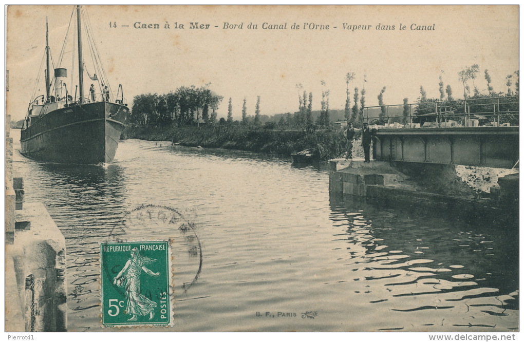 BATEAUX - CAEN à La Mer - Bord Du Canal De L'Orne - Vapeur Dans Le Canal - Caen