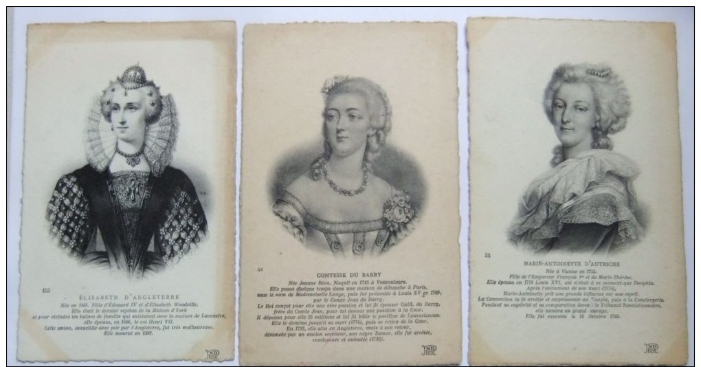 3 Cpa Marie Antoinette/élisabeth D,angleterre/comtesse Du Barry - Histoire