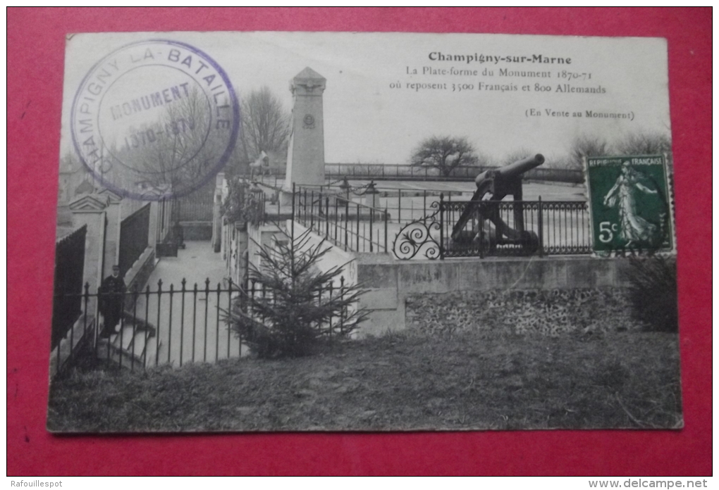 C P  Champigny Sur Marne La Plate Formr Du Monument 1870-71 Tampon Champigny La Bataille - Champigny