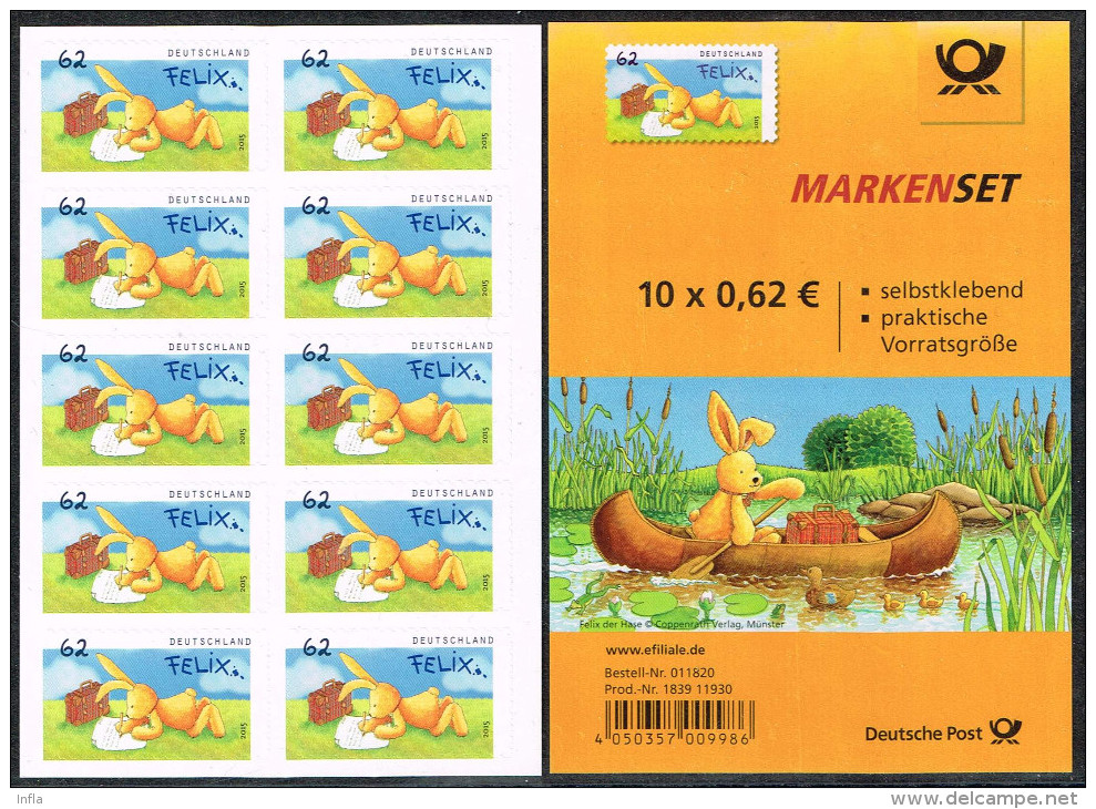 Bund 2015, Michel# 3142 **  Felix Auf Reisen                  Komplettes Markenset - Nuevos