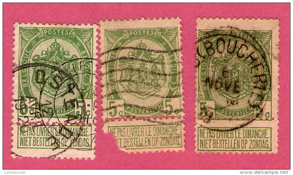 402 ~  1907 - BELGIQUE  N° 81 Lot De 3 T..   Oblitérés - Sammlungen