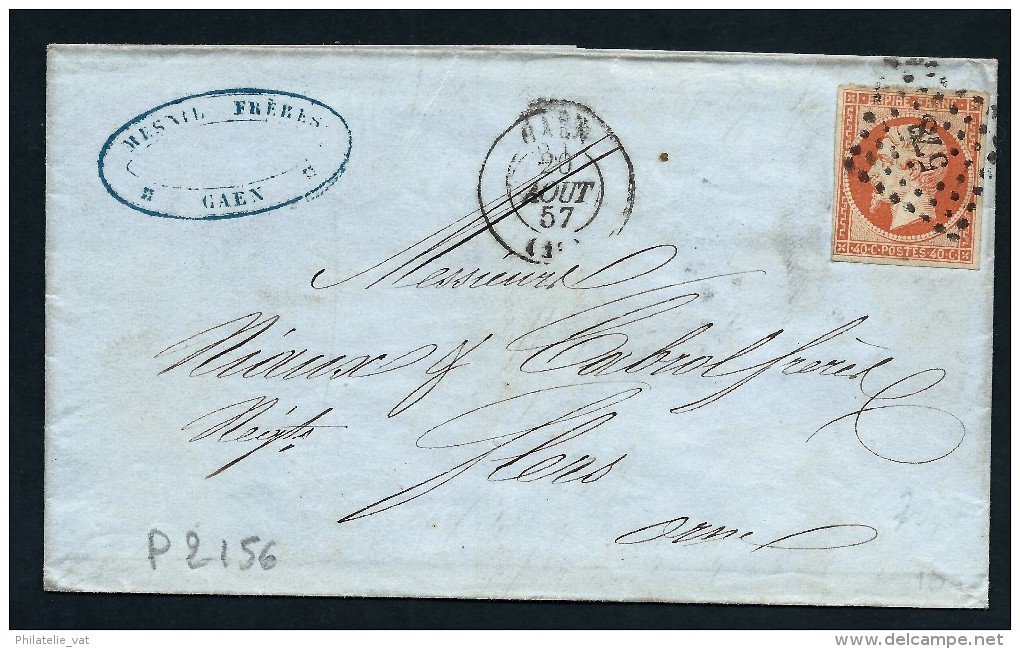 FRANCE-  LETTRE DE CAEN POUR FLERS AFF TYPE NAPOLEON A 40c  1857  A VOIR POUR ETUDE   LOT P2156 - 1849-1876: Klassik