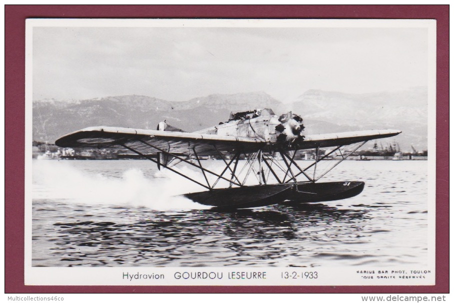 AVIATION - 280215 - PHOTO MARIUS BAR - HYDRAVION - GOURDOU LESEURRE 13.2.1933 - Autres & Non Classés
