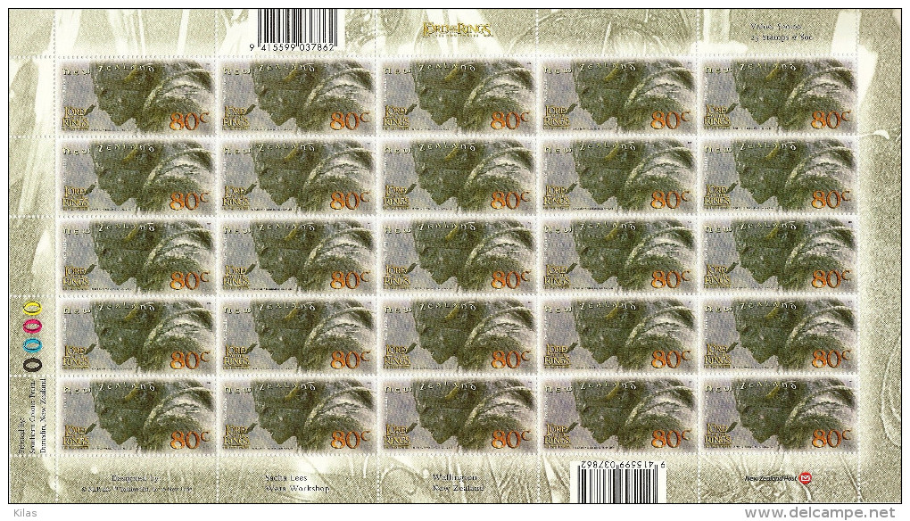 NEW ZEALAND 2002  Lord Of The Rings SHEET MNH - Feuilles, Planches  Et Multiples