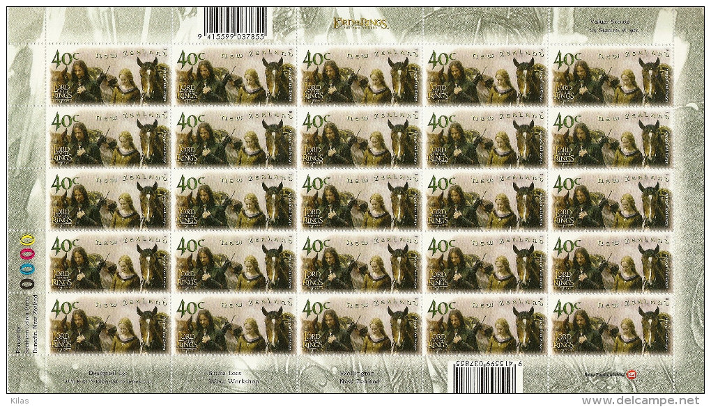 NEW ZEALAND 2002  Lord Of The Rings SHEET MNH - Sheets, Plate Blocks &  Multiples