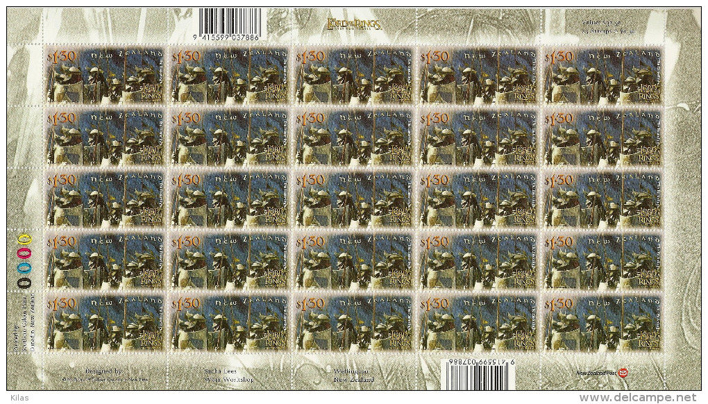 NEW ZEALAND 2002  Lord Of The Rings SHEET MNH - Ganze Bögen & Platten