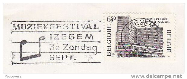 1977 BELGIUM COVER SLOGAN Pmk  IZGEM MUSIC FESTIVAL EVENT  6.50f Stamp Day  Stamps Theatre - Covers & Documents