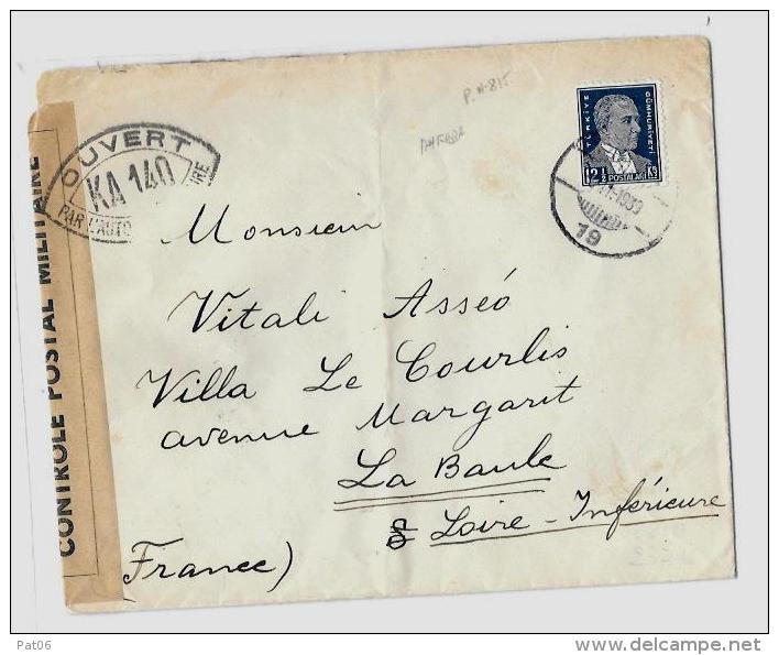 TURQUIE - ANKARALSE &ndash; Tarif &laquo; FRANCE &raquo; à 12,50Kr.Yv.N°815 &ndash; 12 &frac12; Kr.  Atatürk  (Emis. 193 - Cartas & Documentos