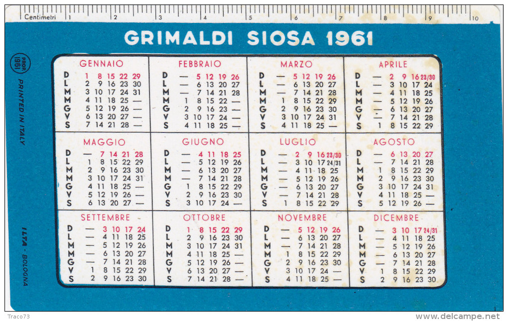 TURBONAVE   " VENEZUELA "   /   GRIMALDI SIOSA _ Calendario Pubblicitario  - Anno 1961 - Petit Format : 1961-70