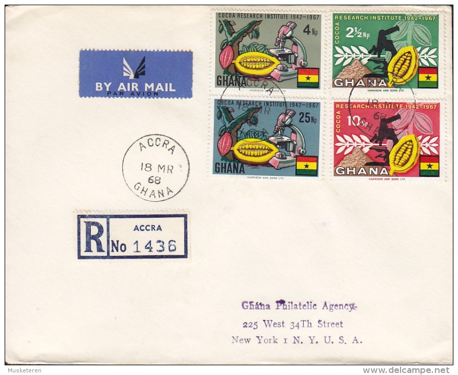 Ghana R- Label Ersttags Brief FDC Cover 1967 Mi. 334-37 A Airmail Par Avion Label Cocoa Research Complete Set !! - Ghana (1957-...)