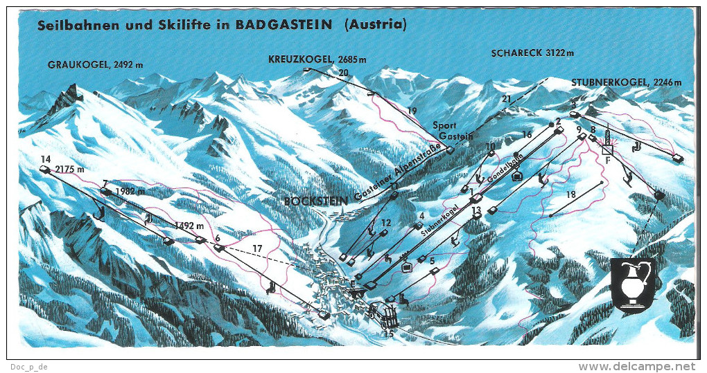 Österreich - A-5640 Badgastein - Bad Gastein - Seilbahnen Und Skilifte - Skipisten - Ski - Map - Bad Gastein