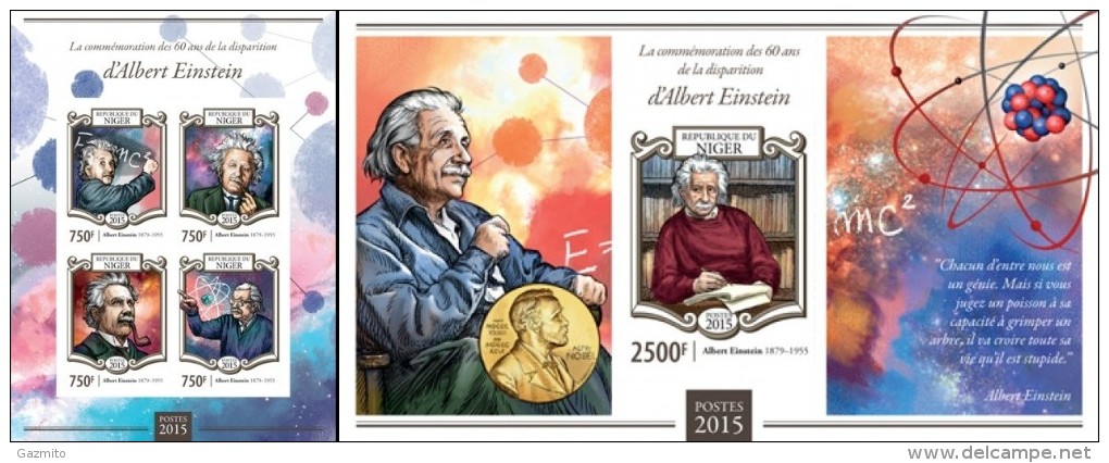 Niger 2015, Albert Einstein, 4val In BF+BF IMPERFORATED - Albert Einstein