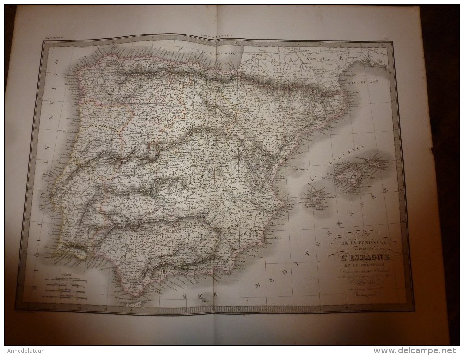 1831 Carte  ESPAGNE , PORTUGAL   Par Lapie 1er Géographe Du Roi, Grav. Lallemand ,Chez Eymery Fruger & Cie - Geographical Maps